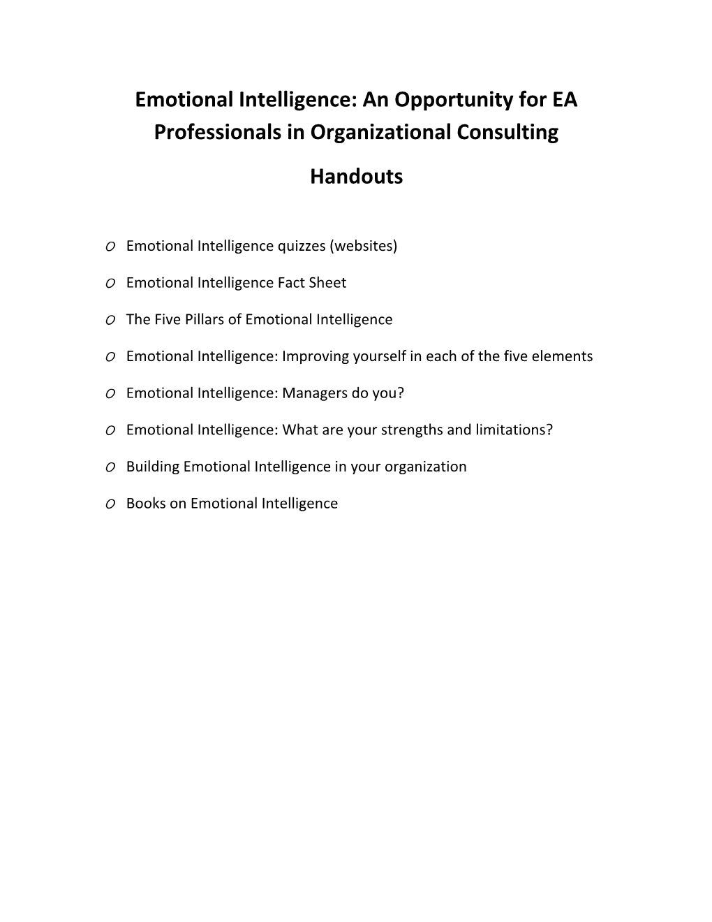 Emotional Intelligence: an Opportunity for EA Professionals in Organizational Consulting