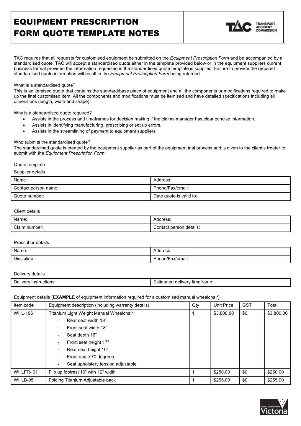 Prescription Form Notes