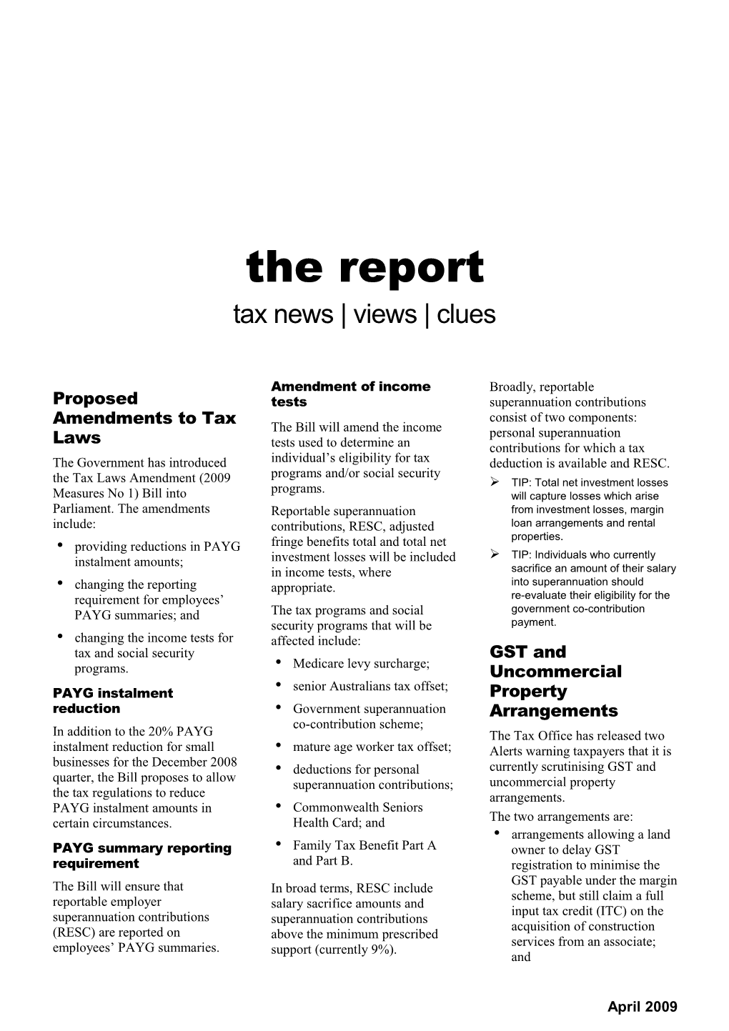 Tax News Views Clues