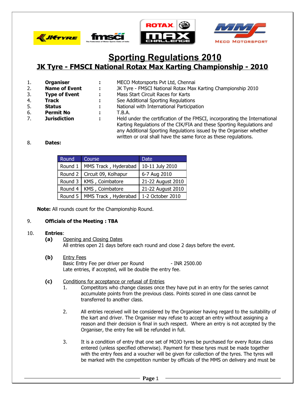 Supplementary Regulations for Kks Club Championship Series For