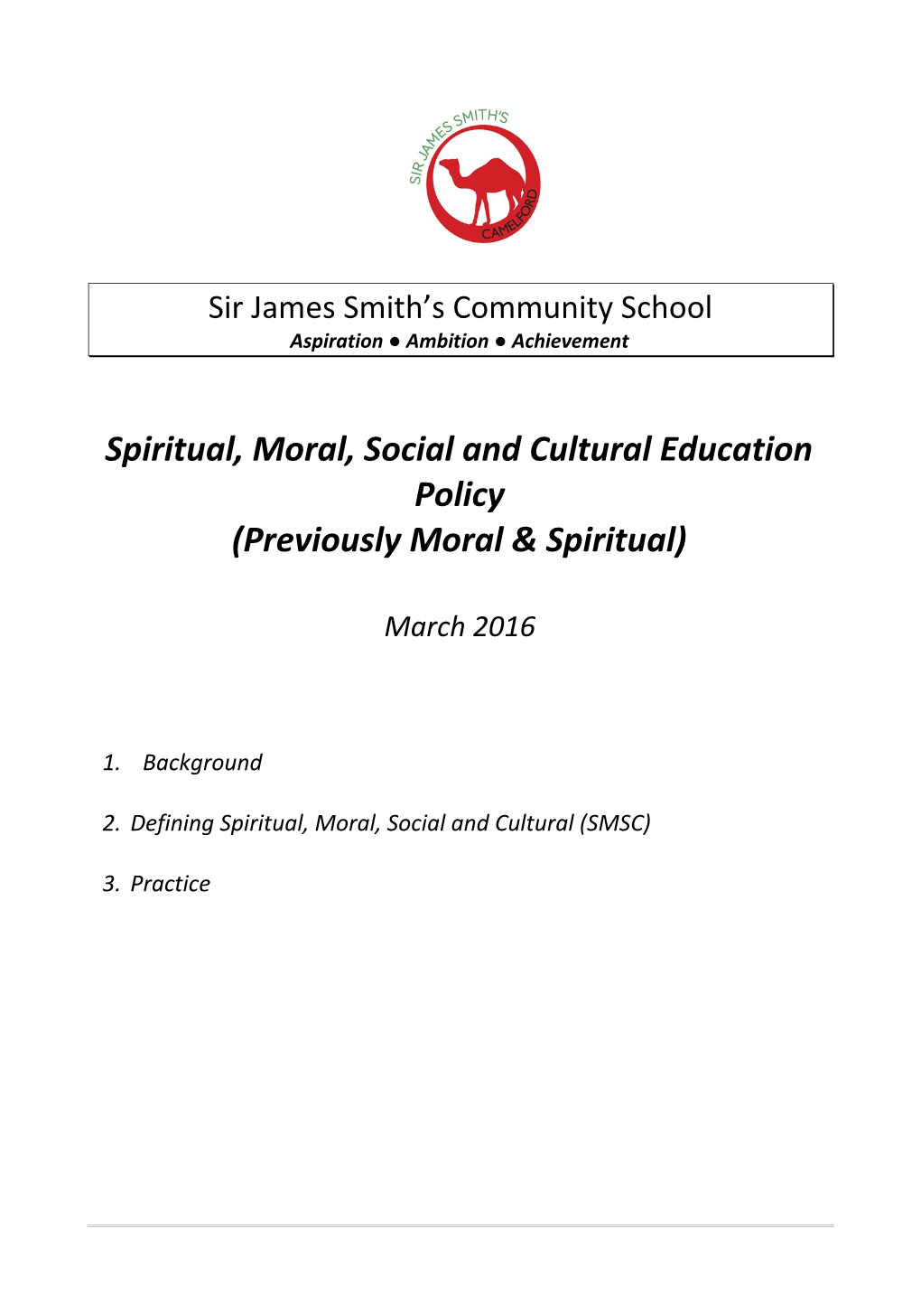 Moral and Spiritual Education Policy