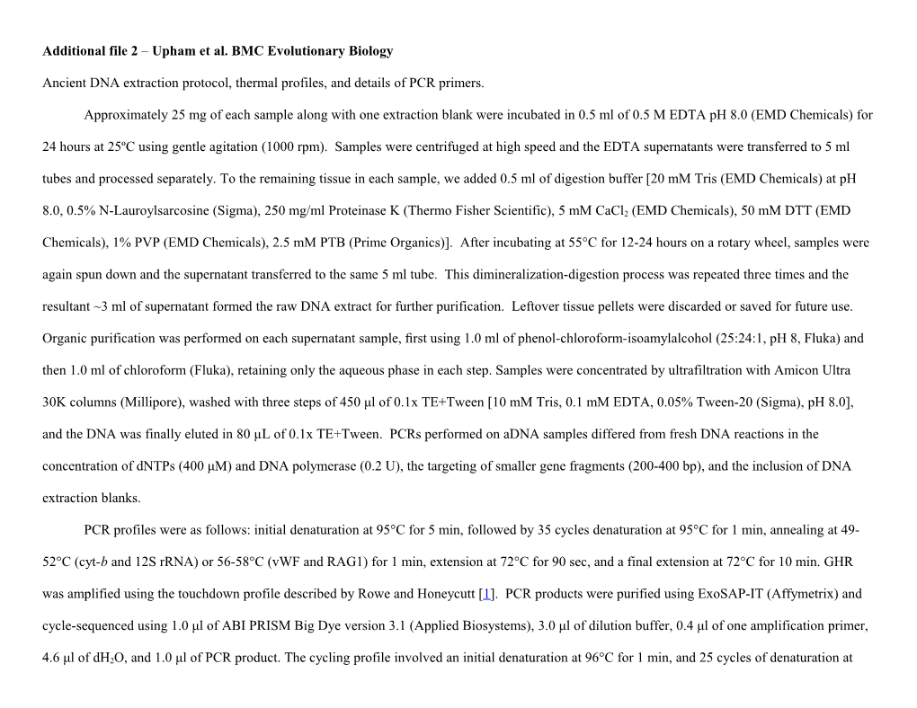 Additional File 2 Upham Et Al. BMC Evolutionary Biology