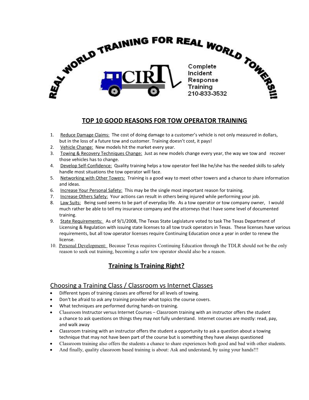 Top 10 Good Reasons for Tow Operator Training