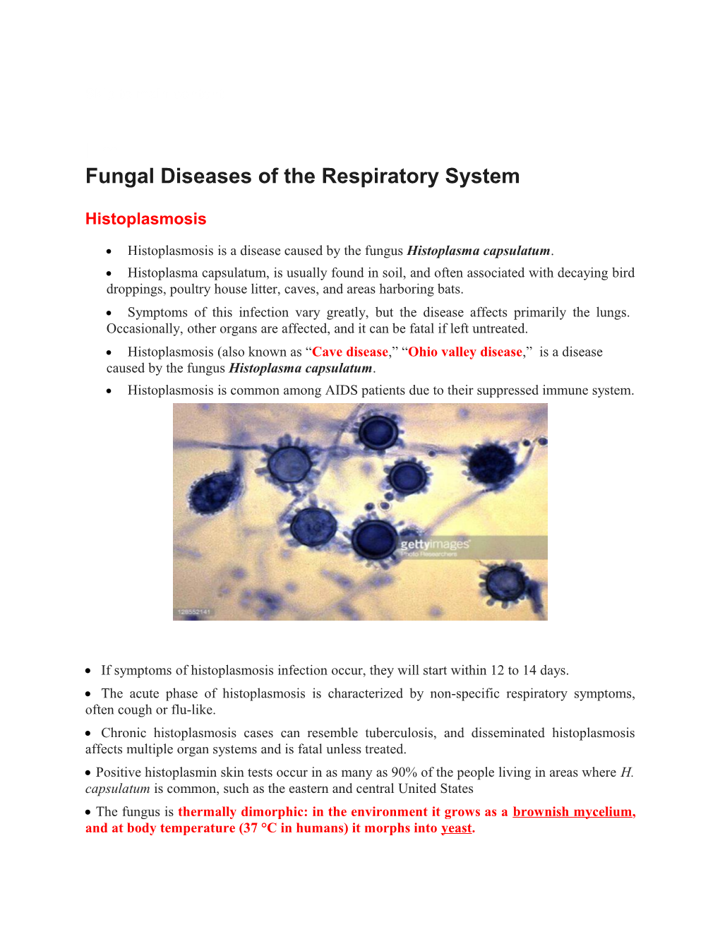 Fungal Diseases of the Respiratory System