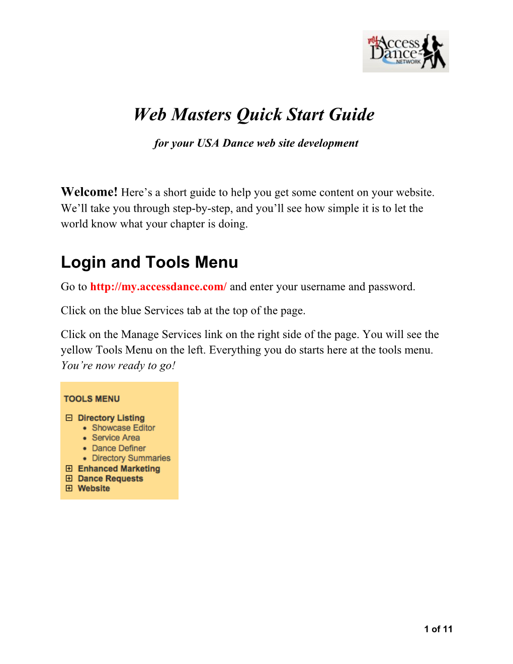 Web Masters Quick Start Guide