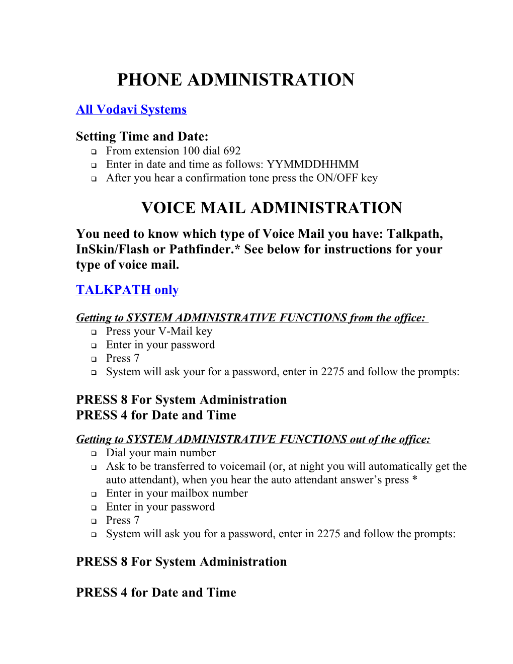 Phone Administration