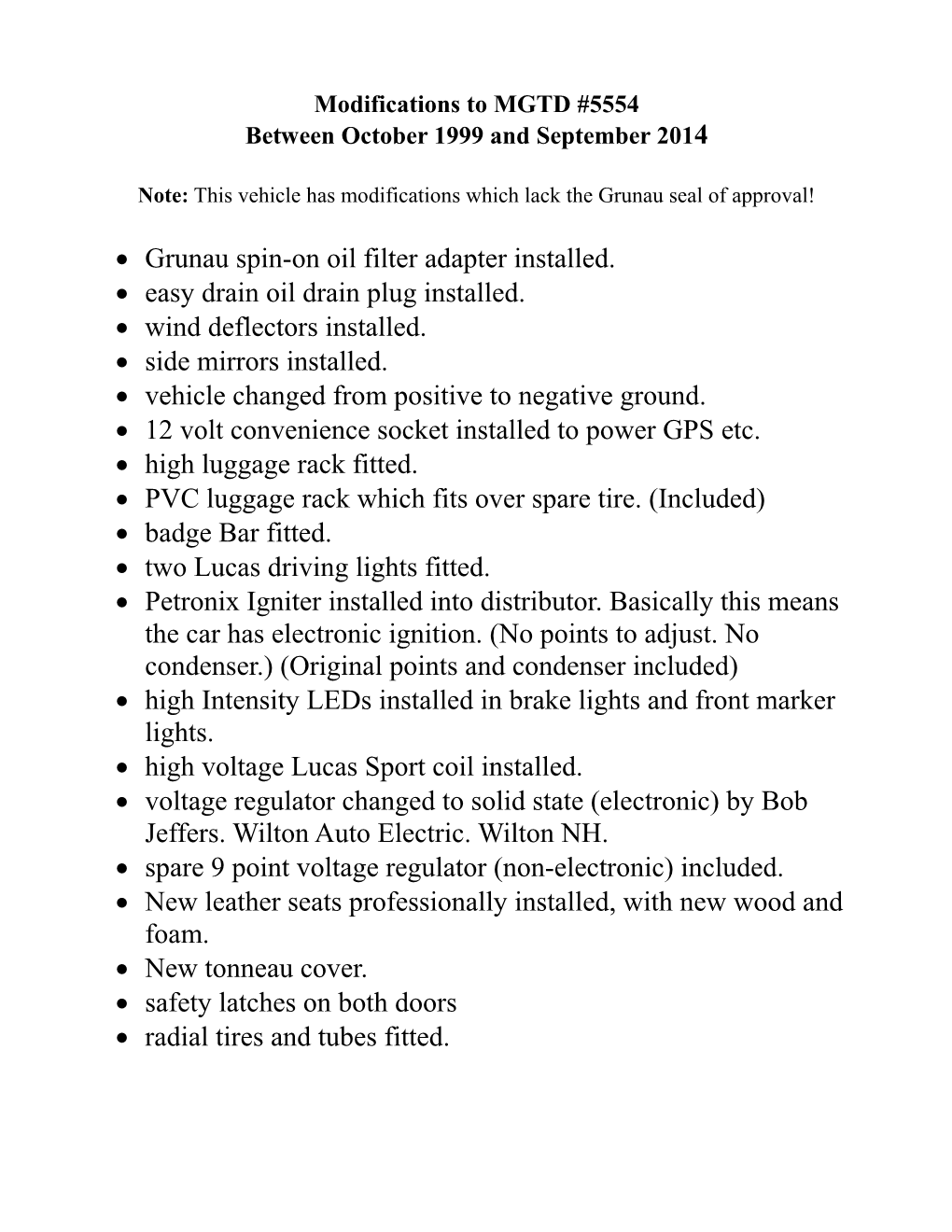 Modifications to MGTD #5554