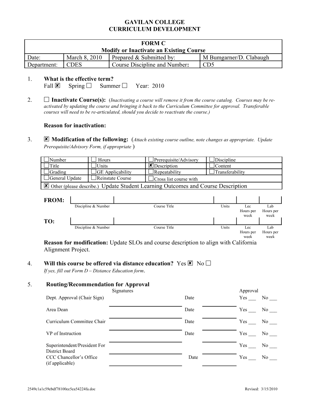 Course Discipline and s1