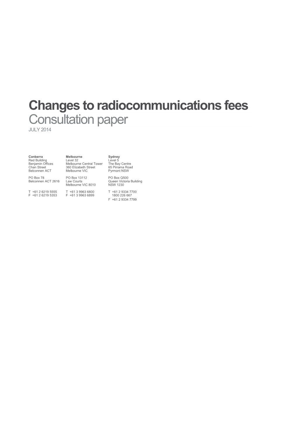 Issue and Renewals of Radiocommunications Licences