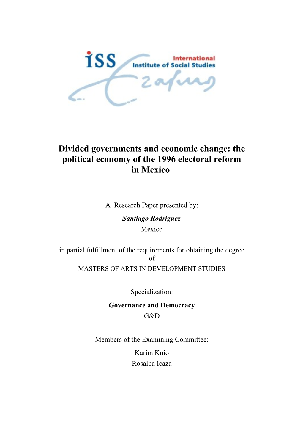 Divided Governments and Economic Change: the Political Economy of the 1996 Electoral Reform