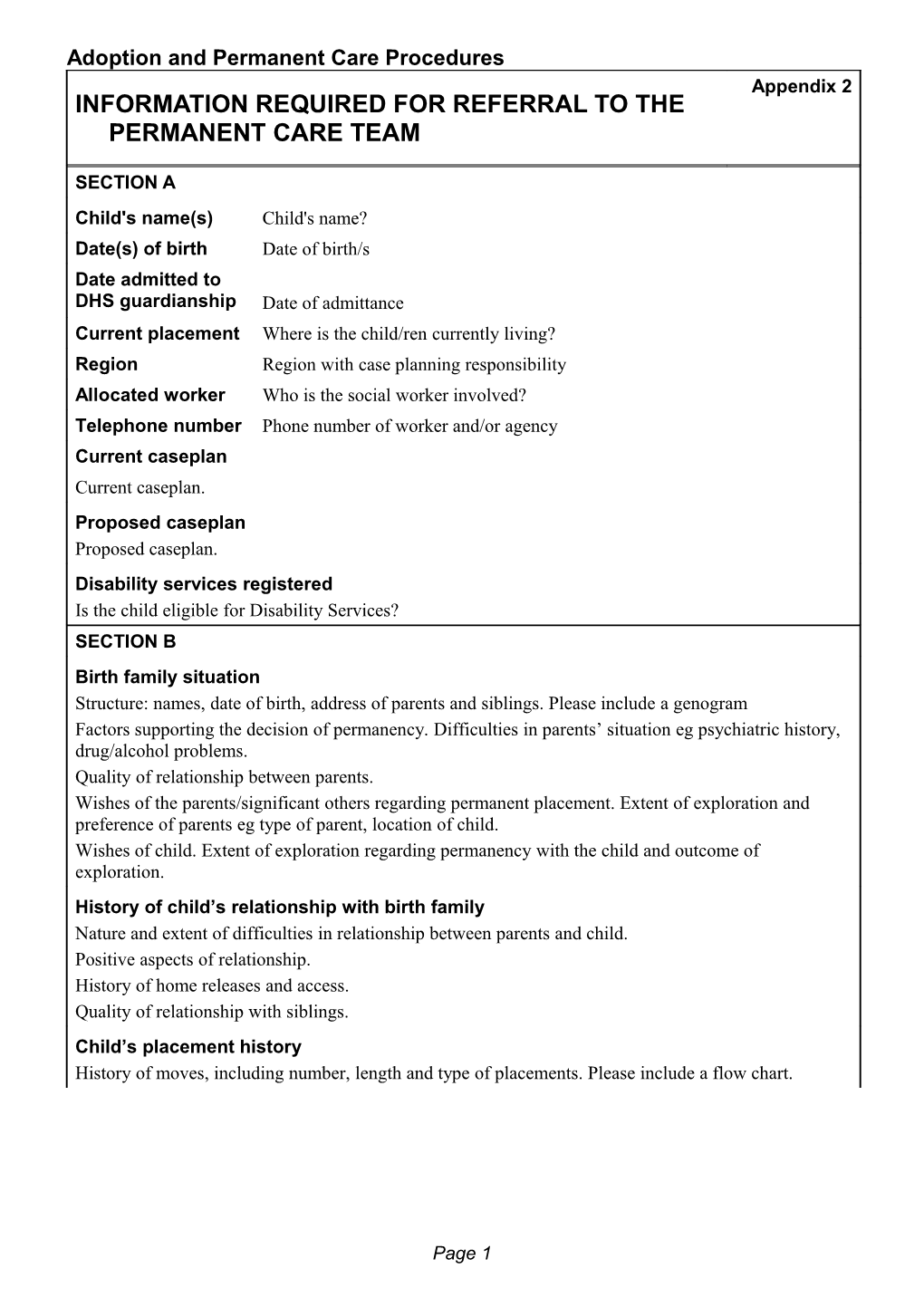 Permanent Care Team Consultation