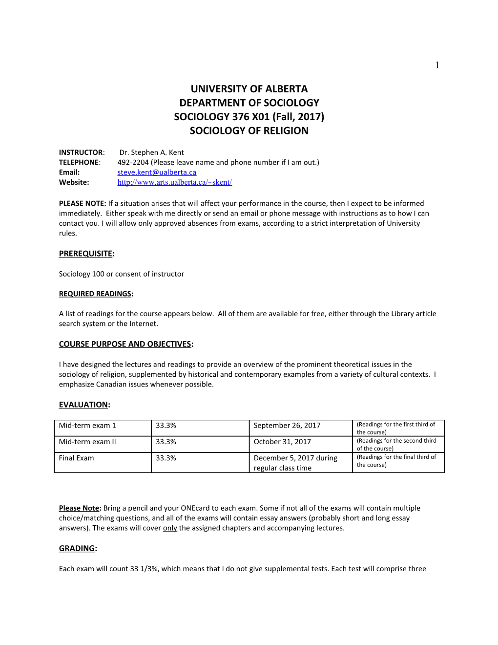 University of Alberta Department of Sociology