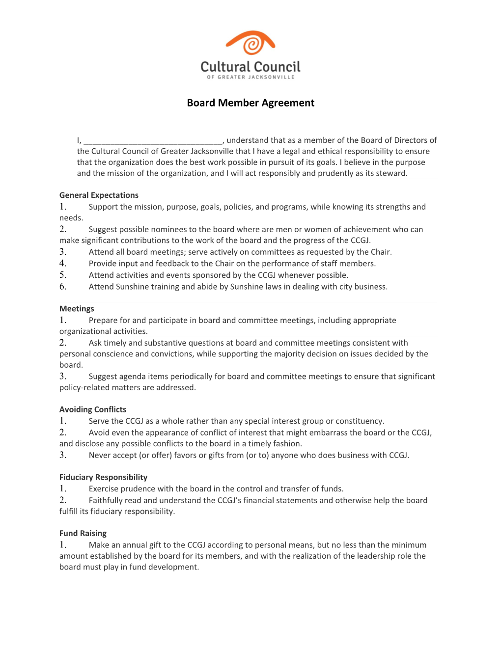 Board Member Agreement