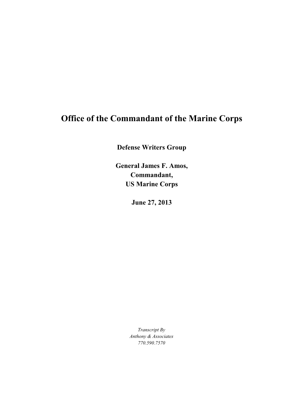 Office of the Commandant of the Marine Corps