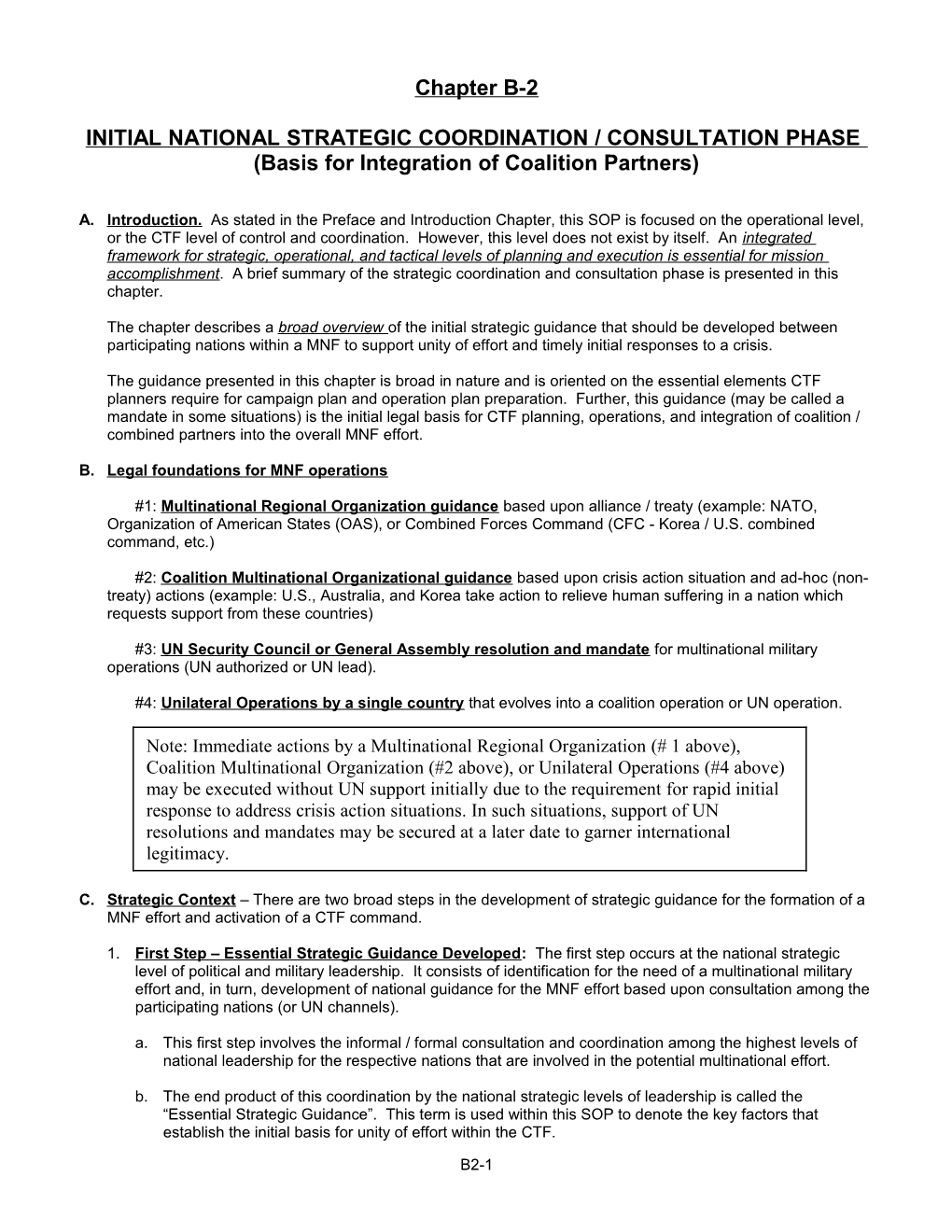 Multinational Standing Operating Procedures