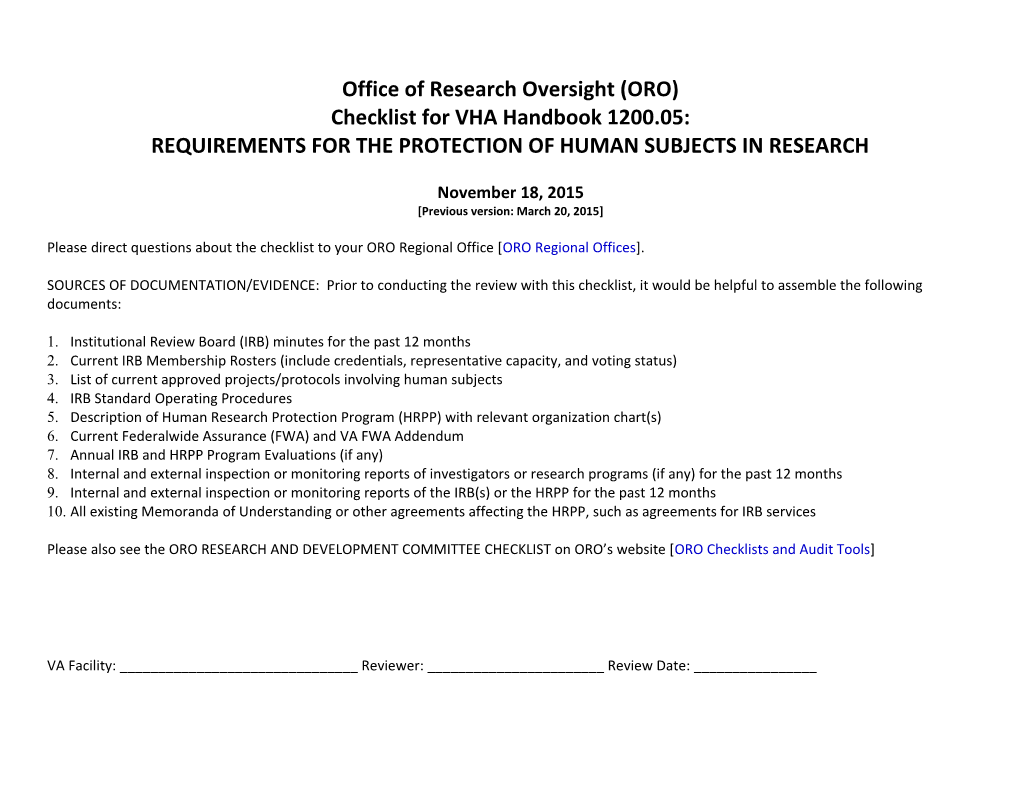 Requirements for the Protection of Human Subjects in Research