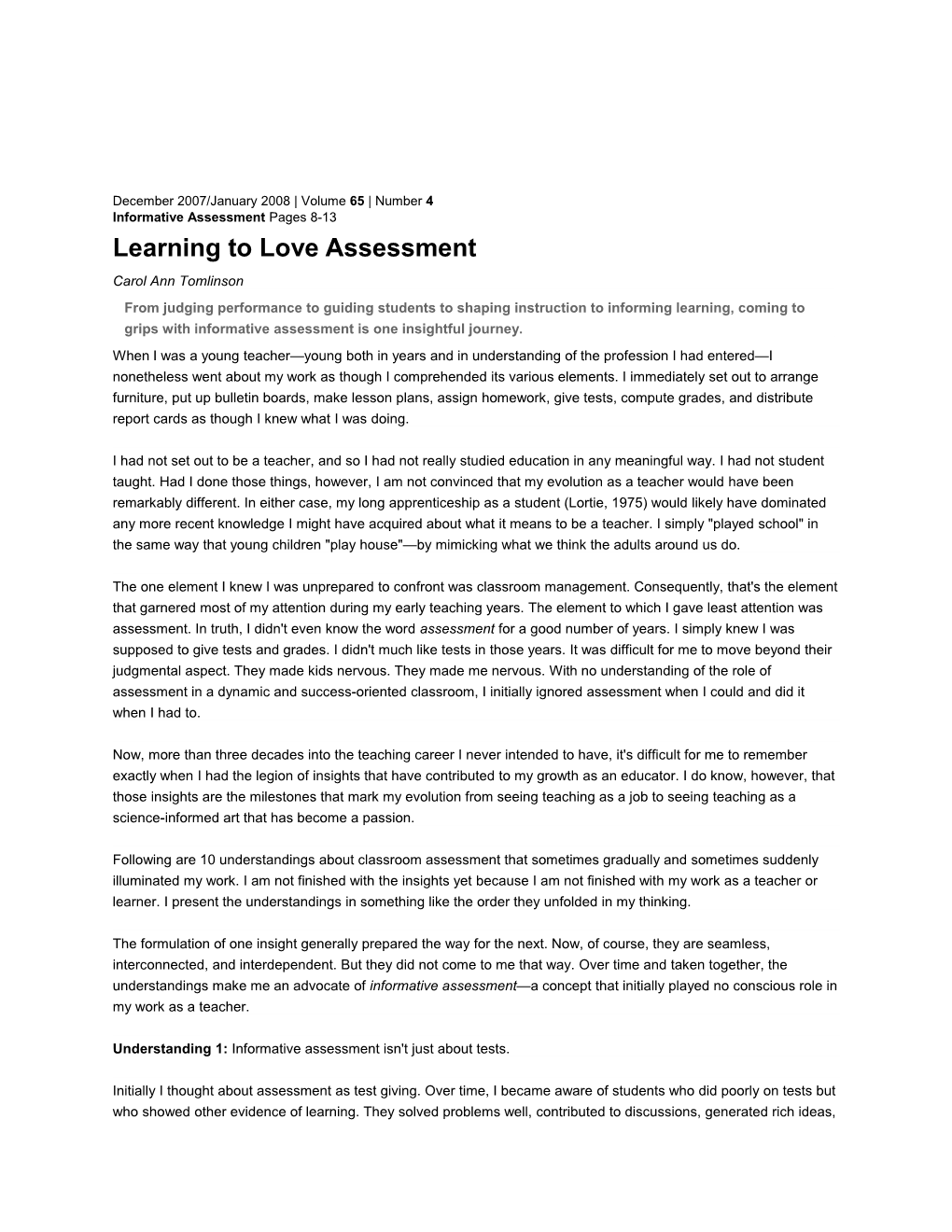 Learning to Love Assessment