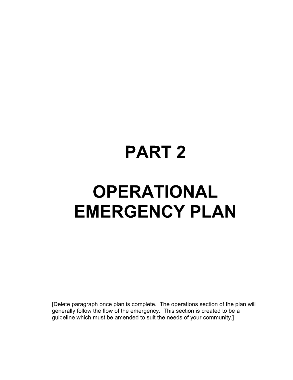 Operational Emergency Plan