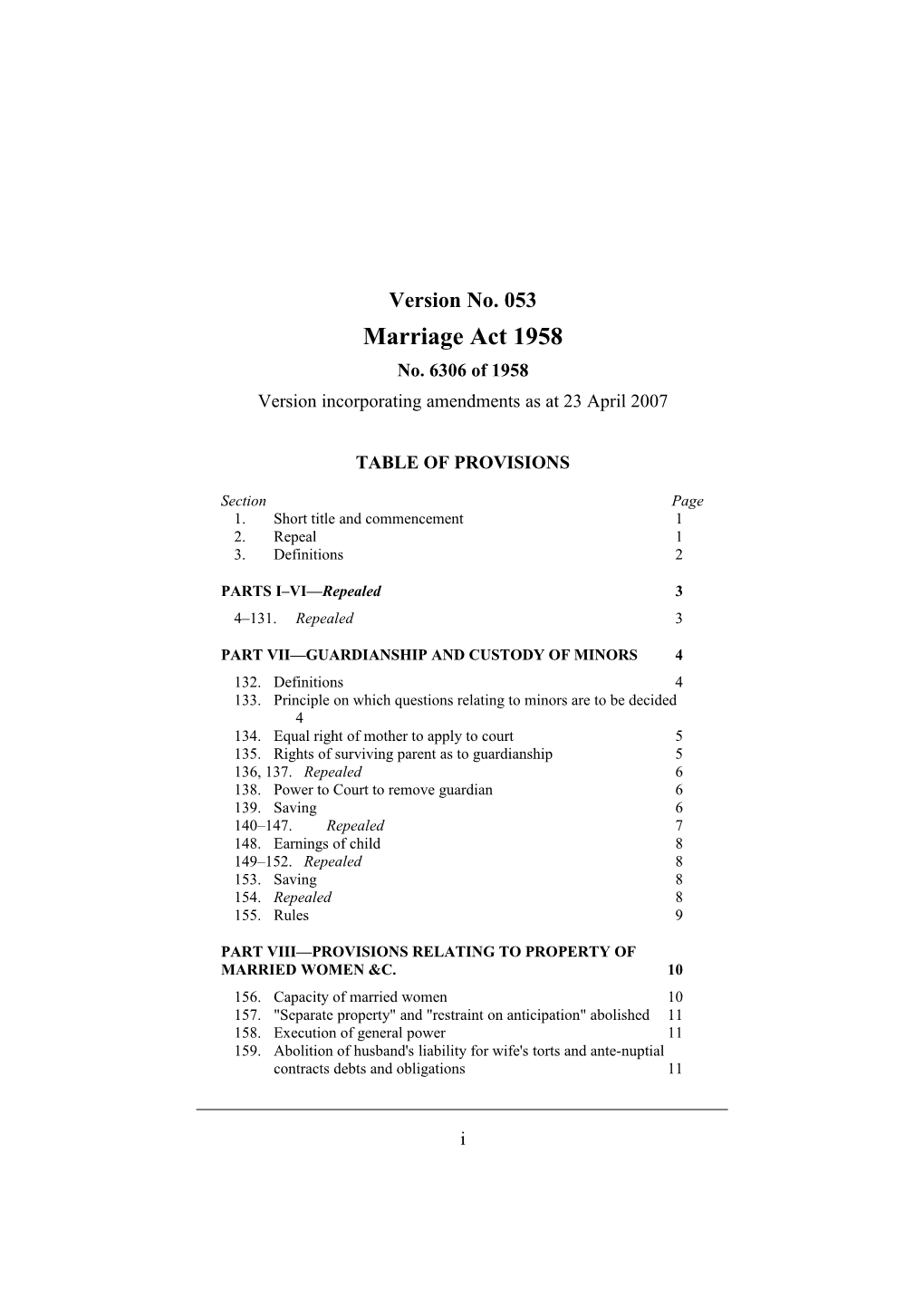 Version Incorporating Amendments As at 23 April 2007