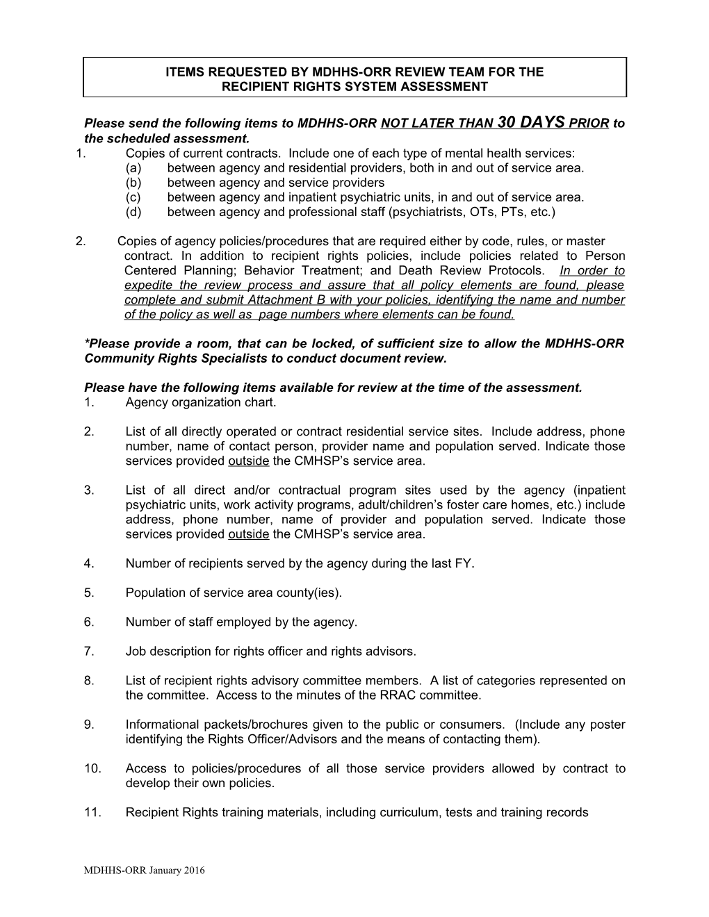 1.Copies of Current Contracts. Include One of Each Type of Mental Health Services