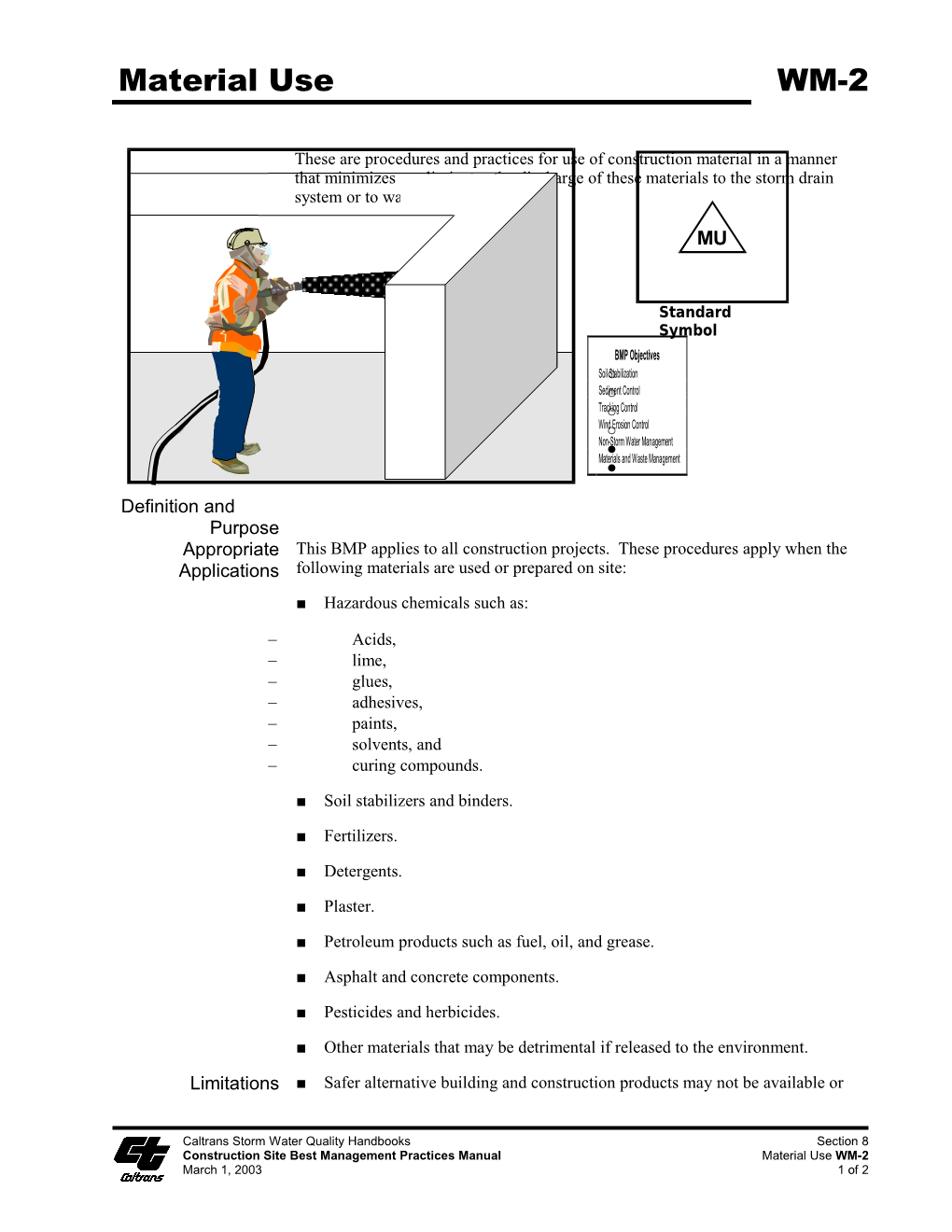 Construction Site Best Management Practices Manualmaterial Use WM-2