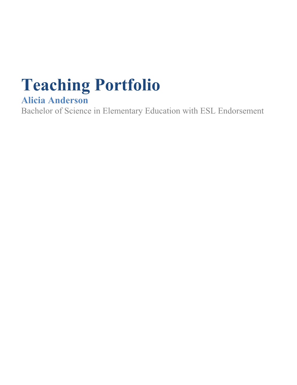 Teaching Portfolio