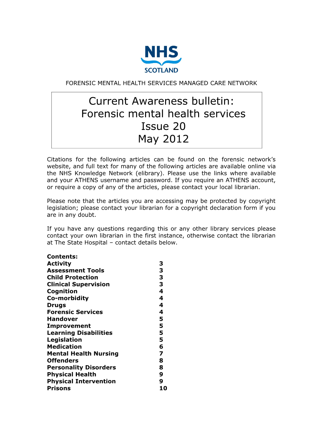 Forensic Mental Health Services Managed Care Network