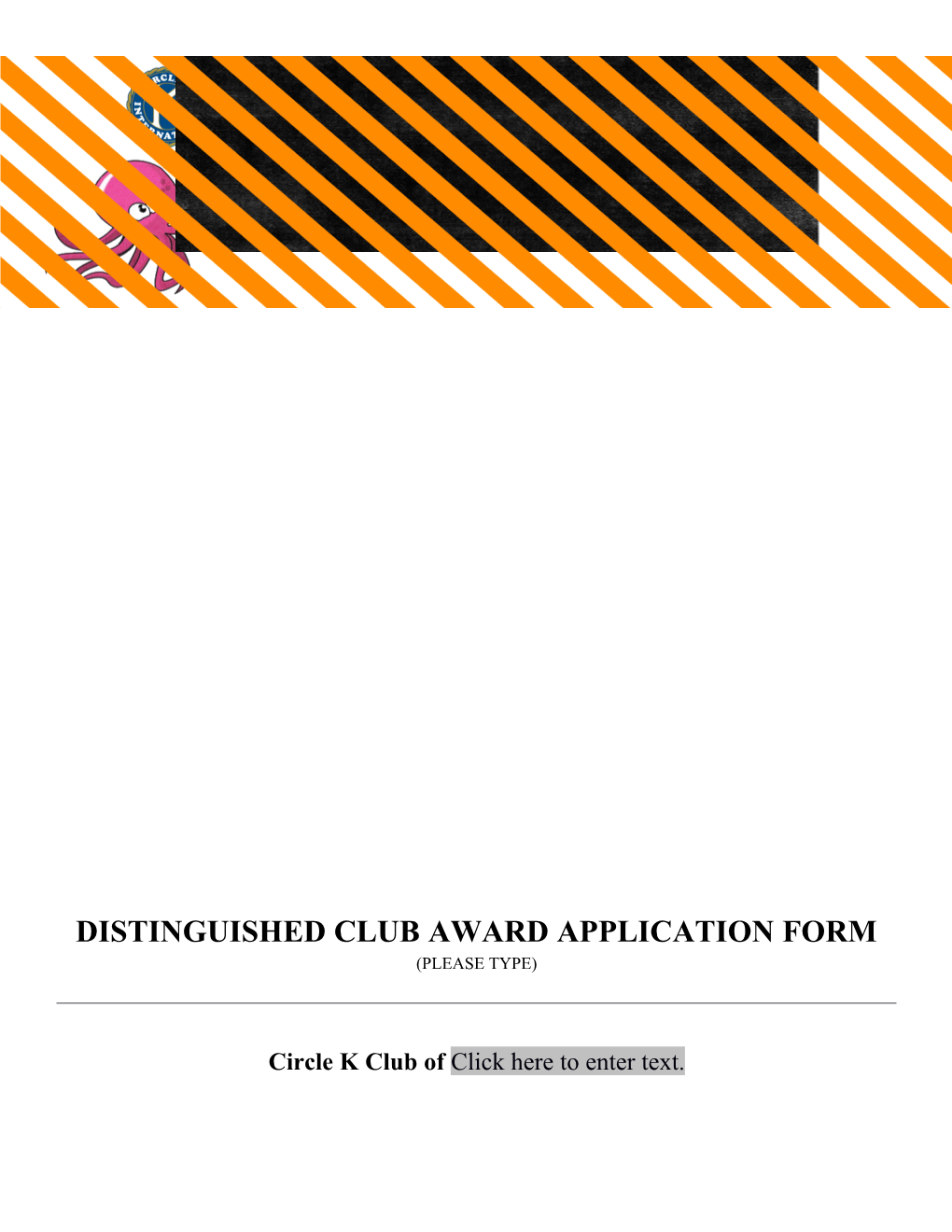 Distinguished Club Award Application Form