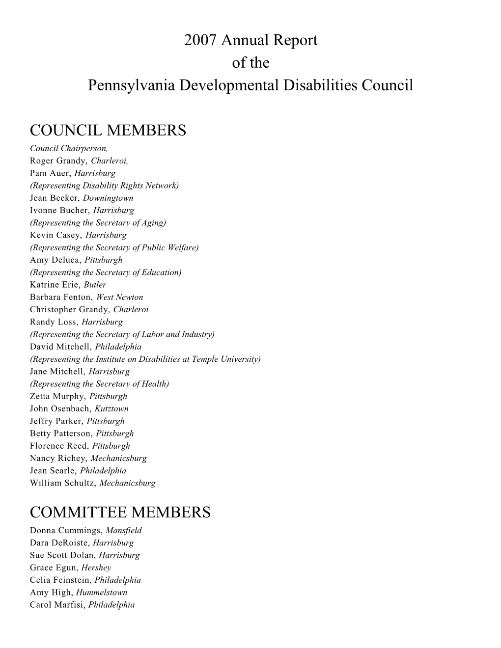 Pennsylvania Developmental Disabilities Council