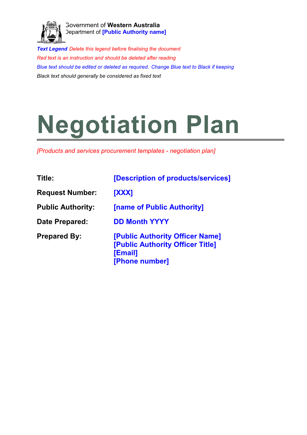 Negotiation Plan Template