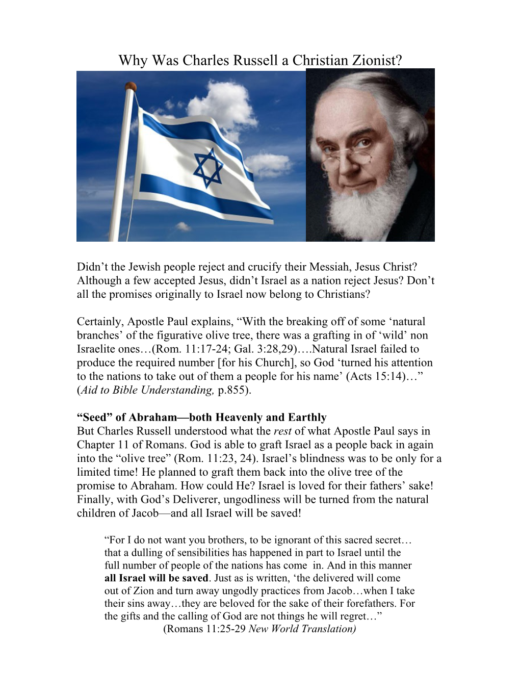 Why Was Charles Russell a Christian Zionist