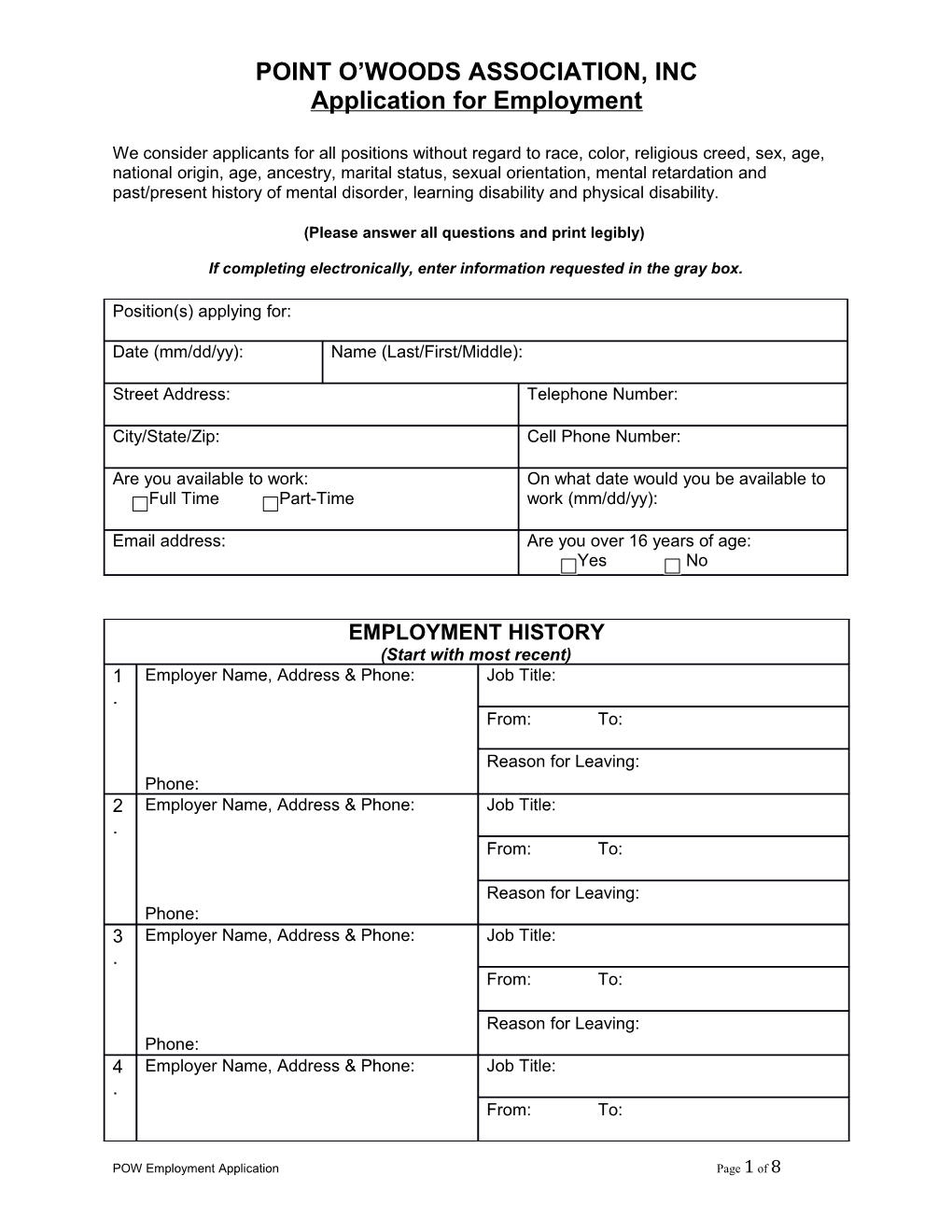 Point O Woods Association, Inc