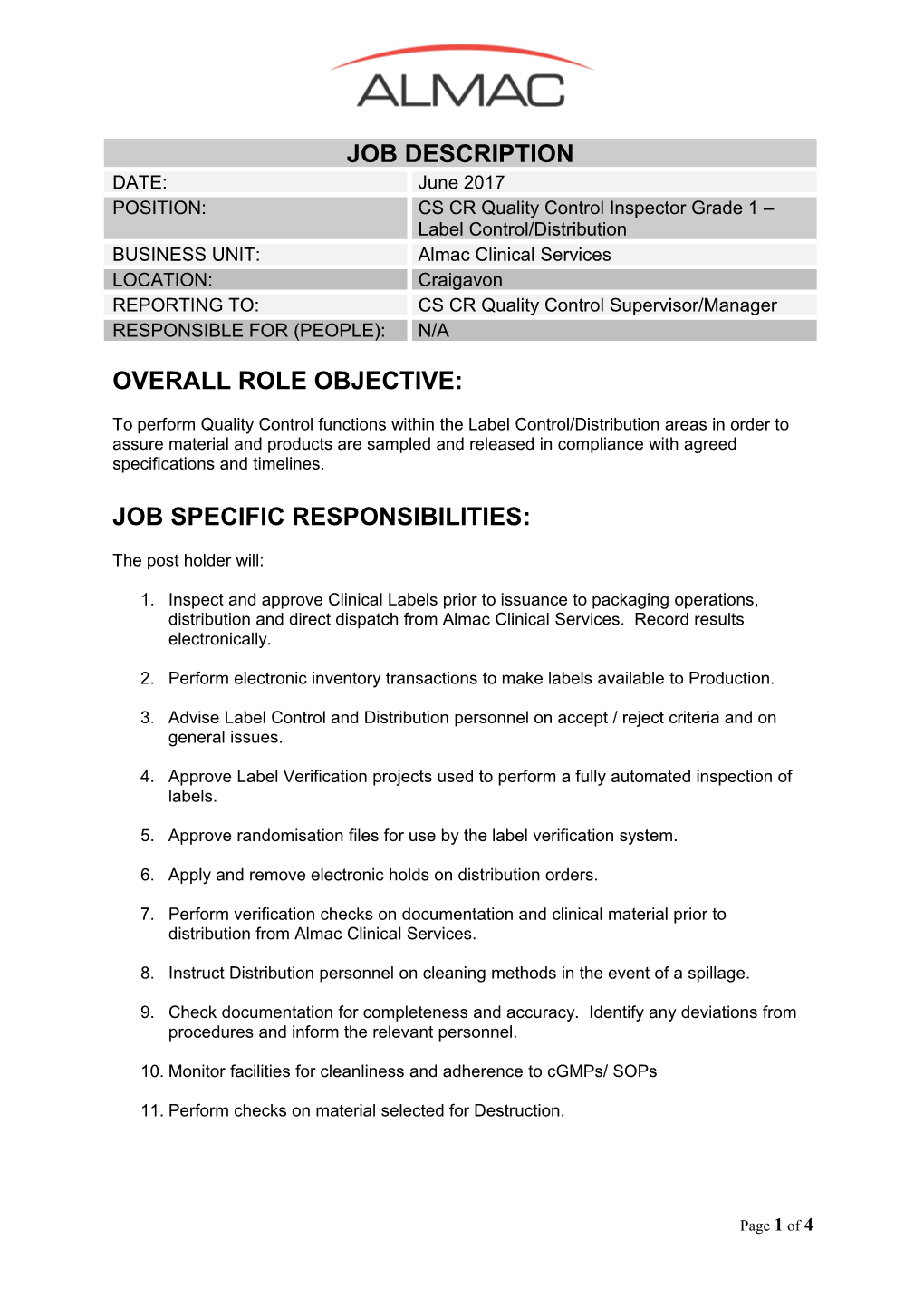 Overall Role Objective s1