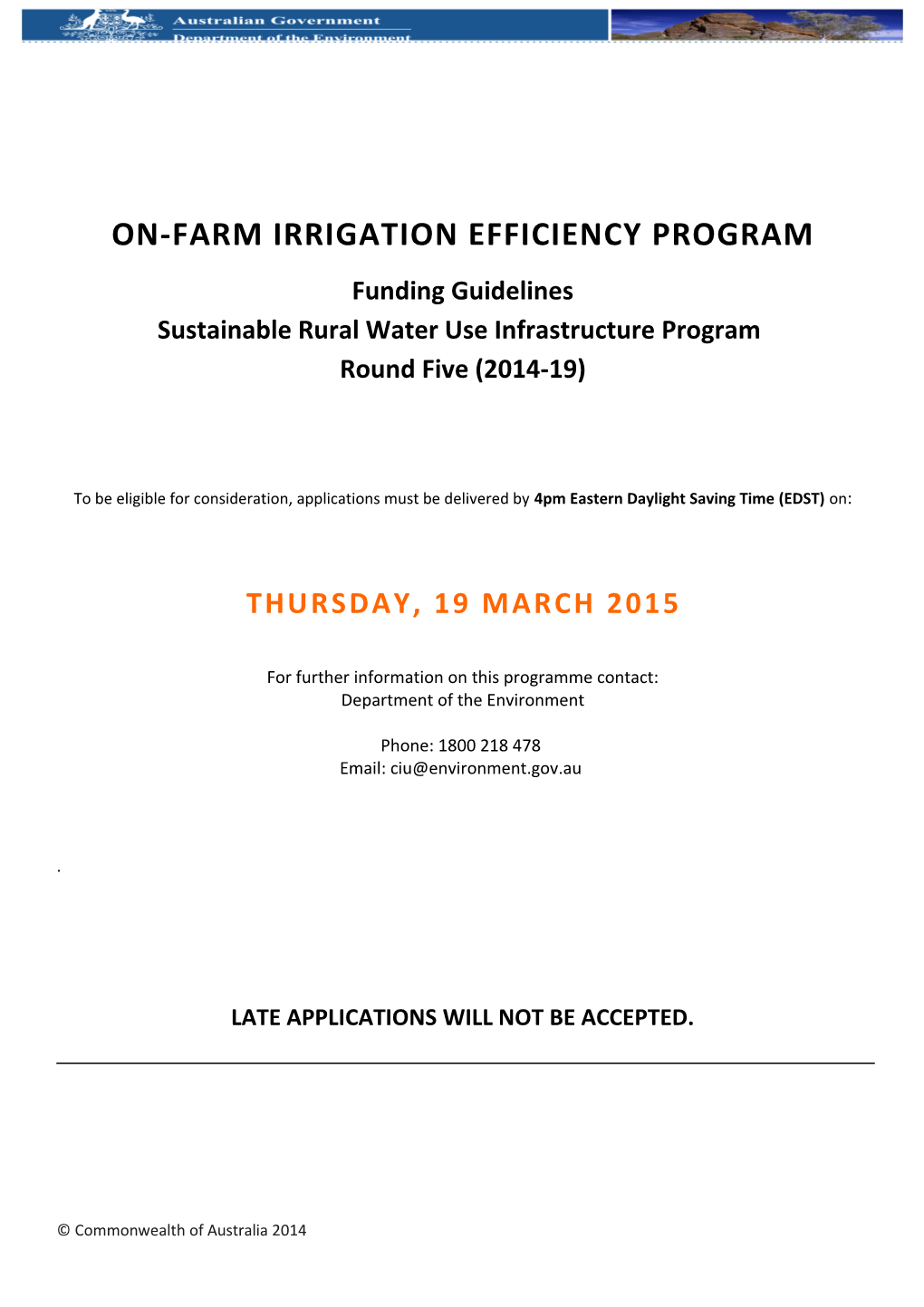 On-Farm Irrigation Efficiency Program Funding Guidelines