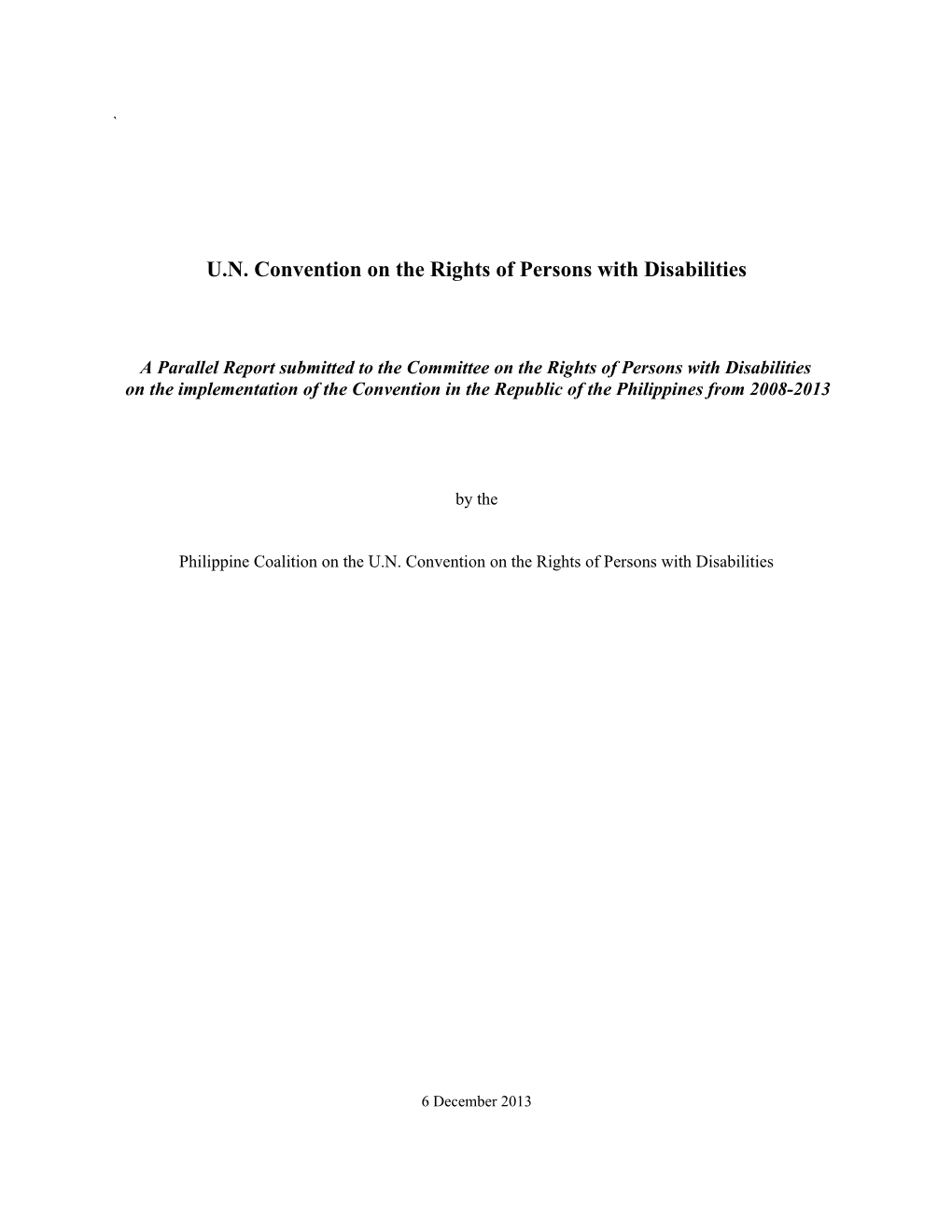 U.N. Convention on the Rights of Persons with Disabilities
