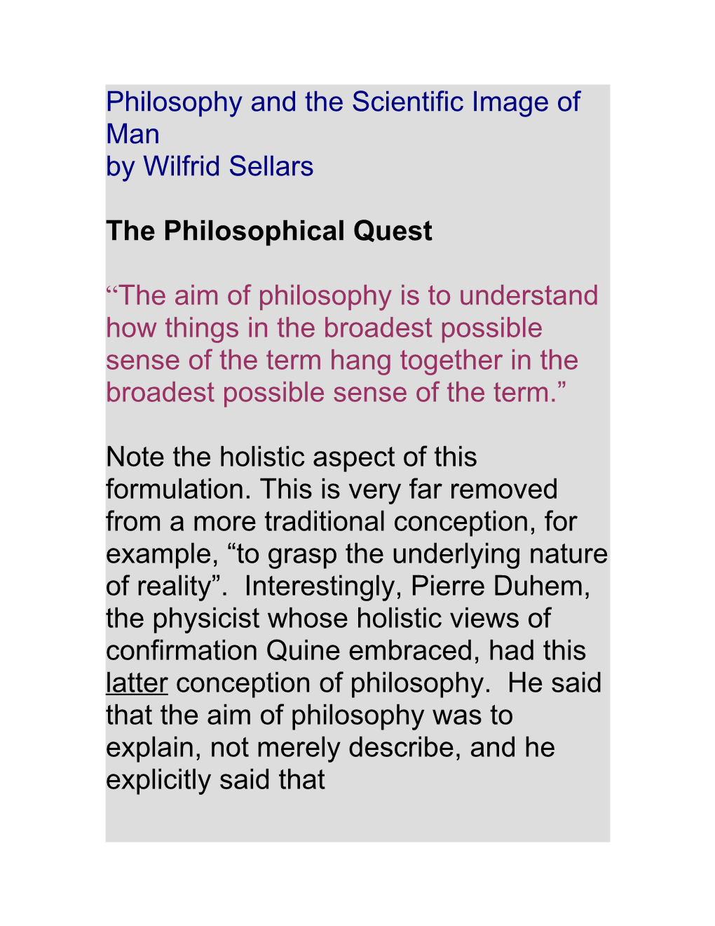 Philosophy and the Scientific Image of Man