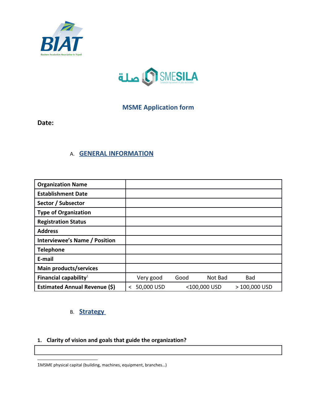 MSME Application Form