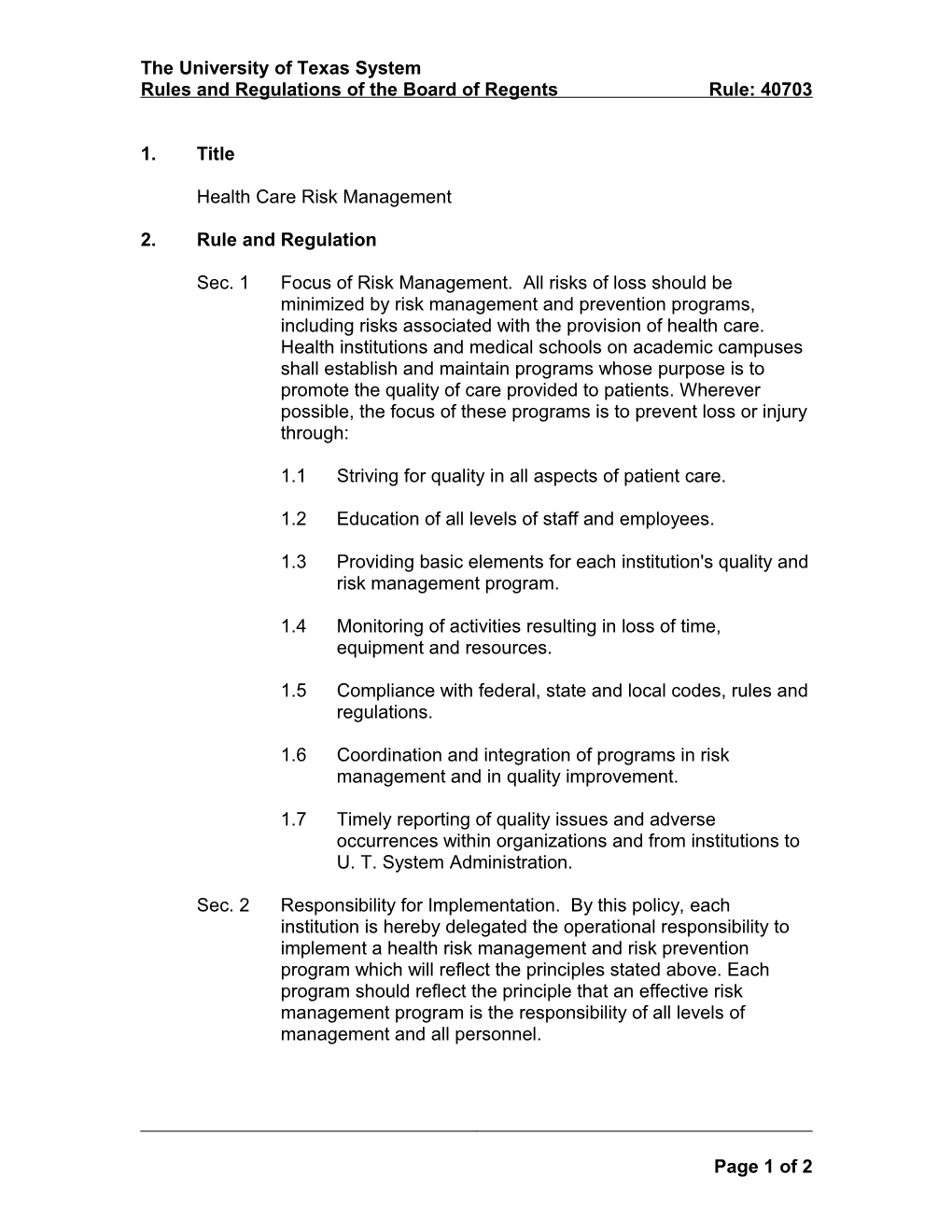 Health Care Risk Management