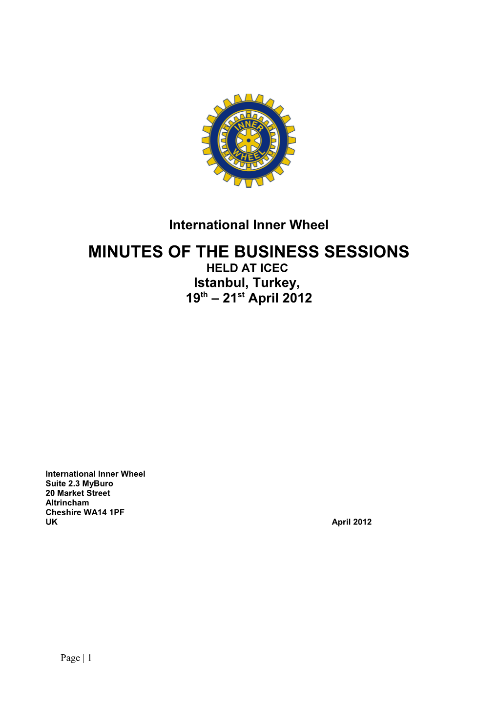 Minutes of the Business Sessions