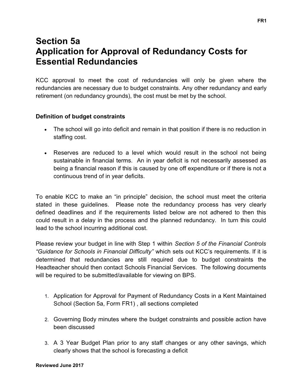 Early Approval for Payment of Redundancy Costs in a Kent Maintained School