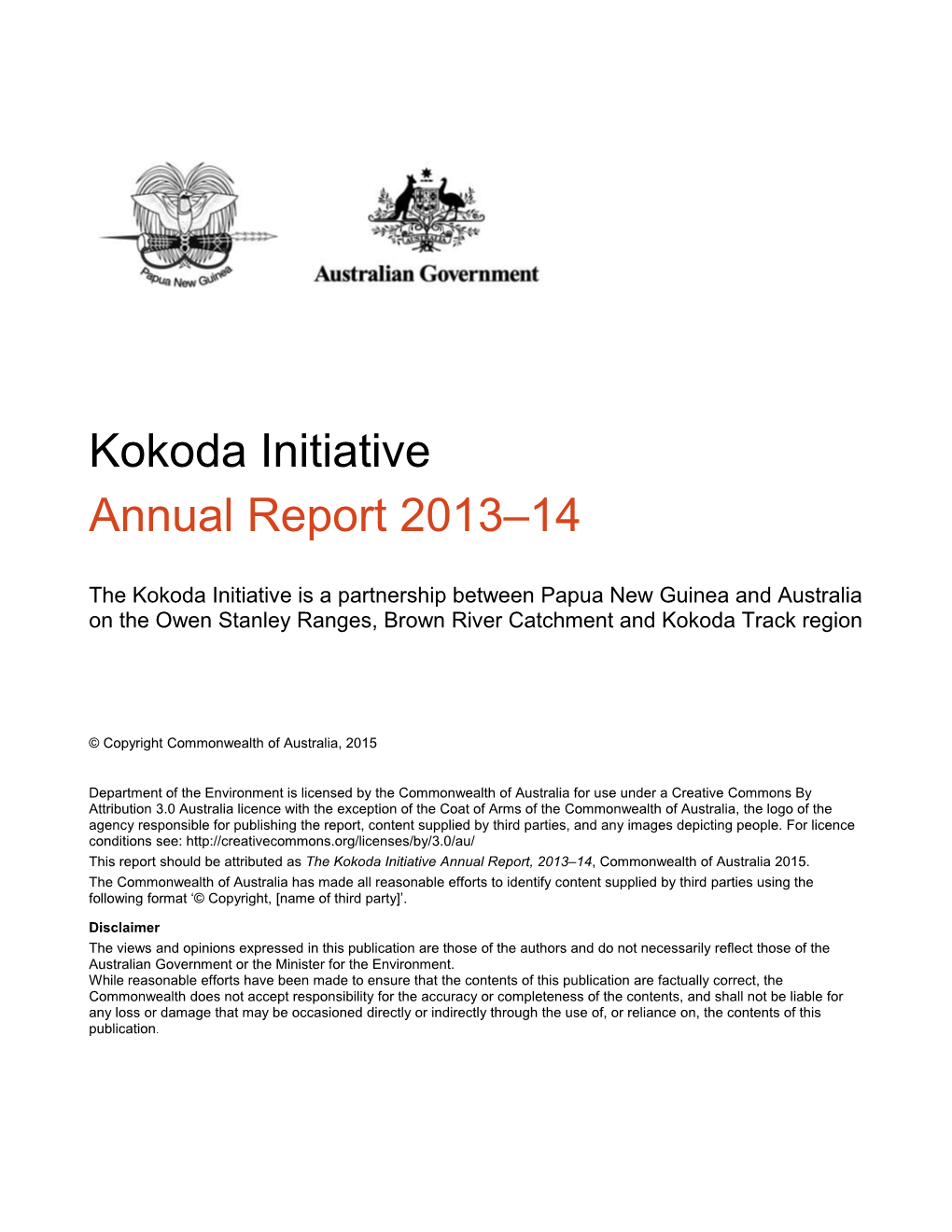 Kokoda Initiative Annual Report 2013 14