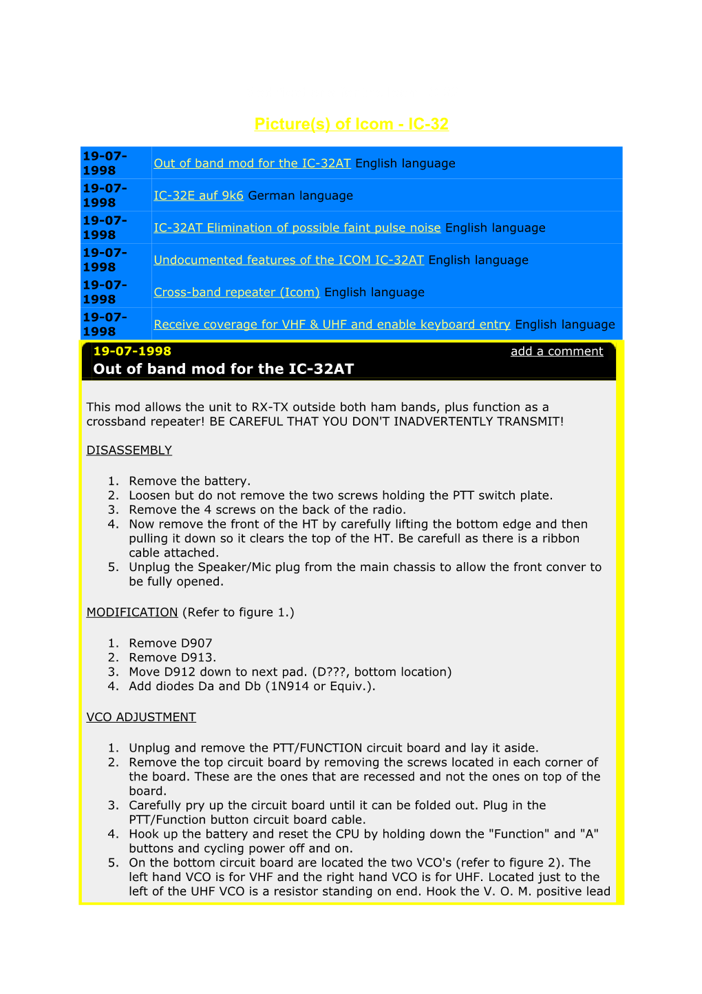 Modifications for the Icom IC-32