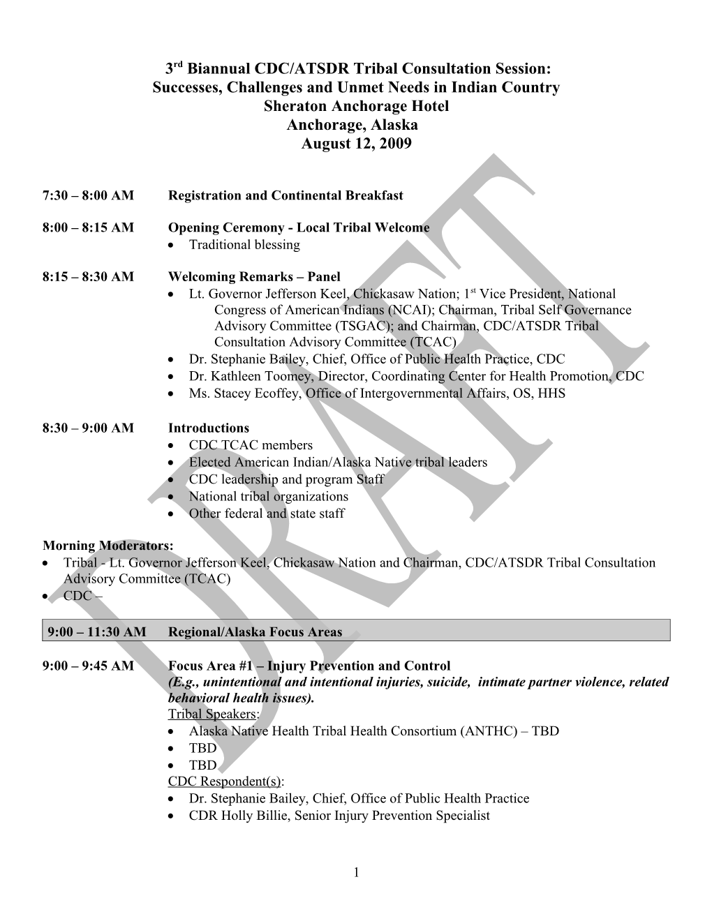 1St Biannual CDC Tribal Consultation Session