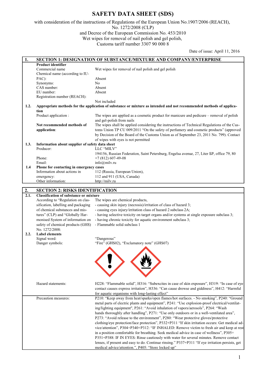 Safety Data Sheet (Sds)