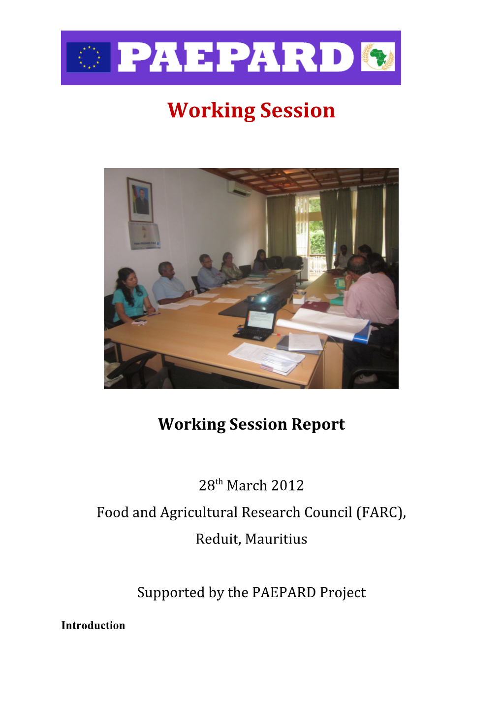 Working Session Report