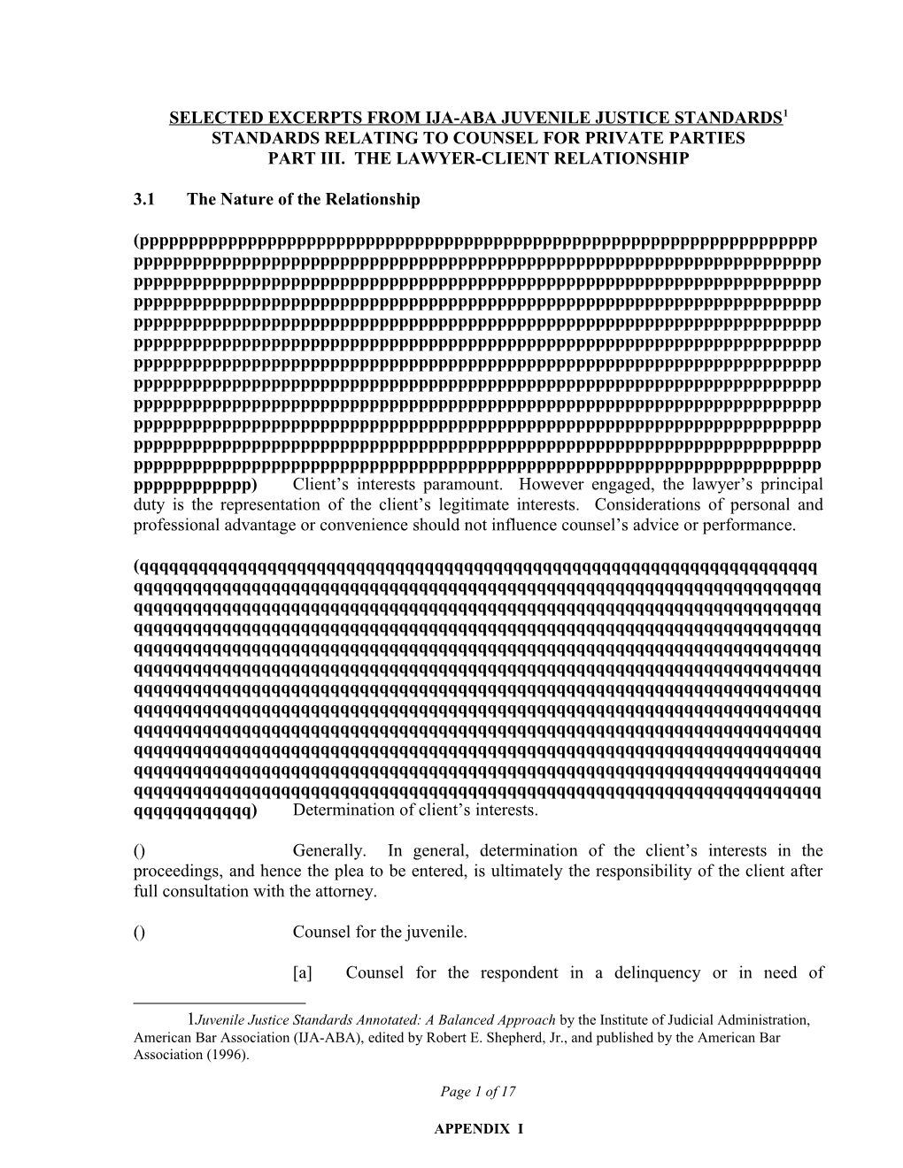 Juvenile Justice Standards