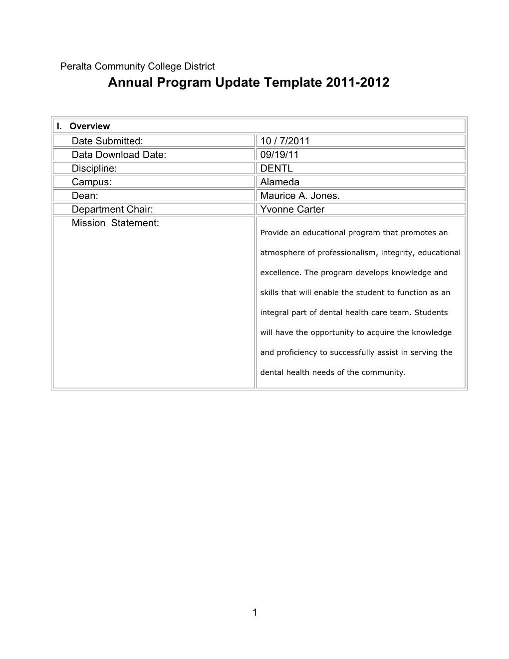 Annual Program Update Template 2011-2012