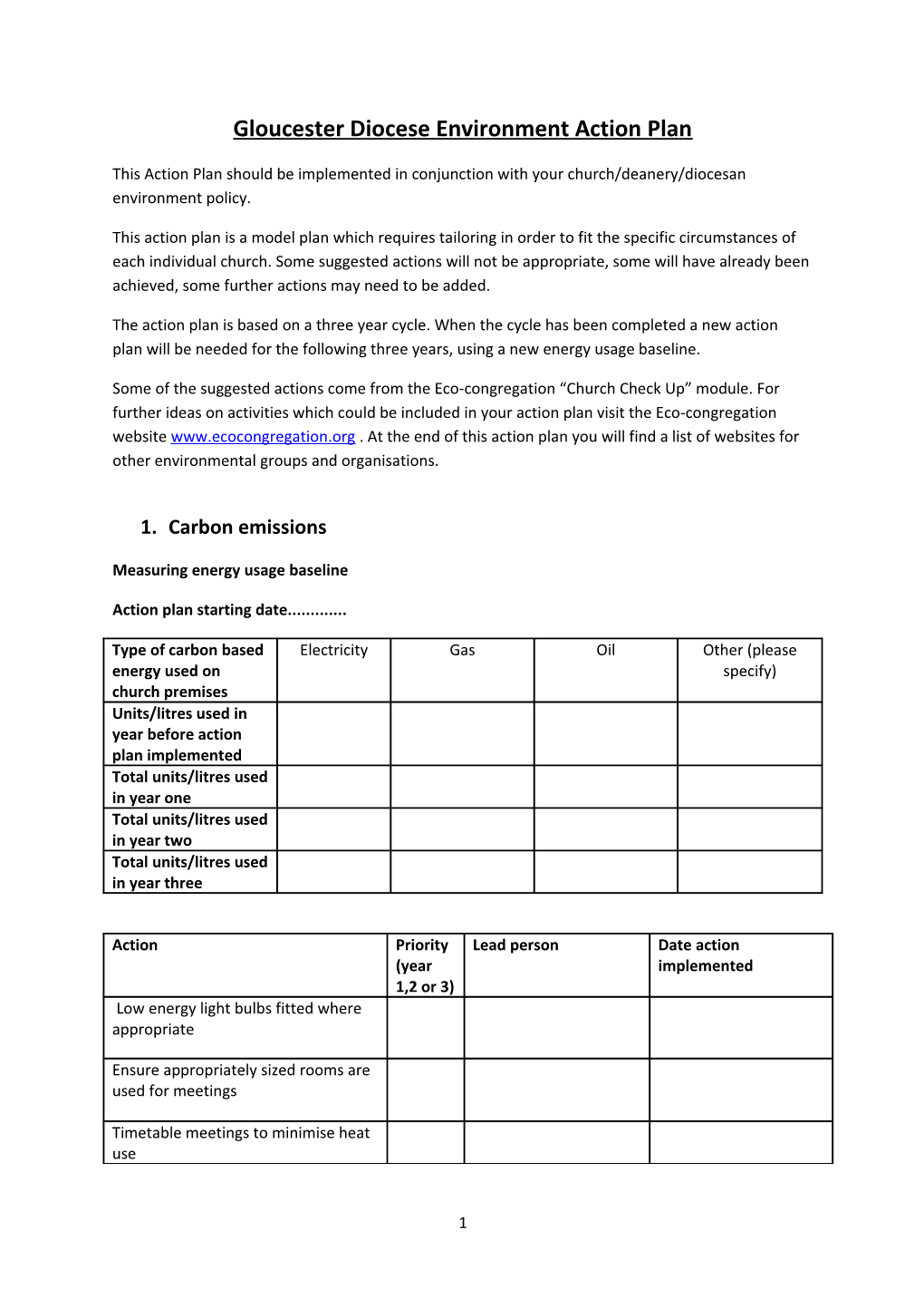 Gloucester Diocese Environment Action Plan