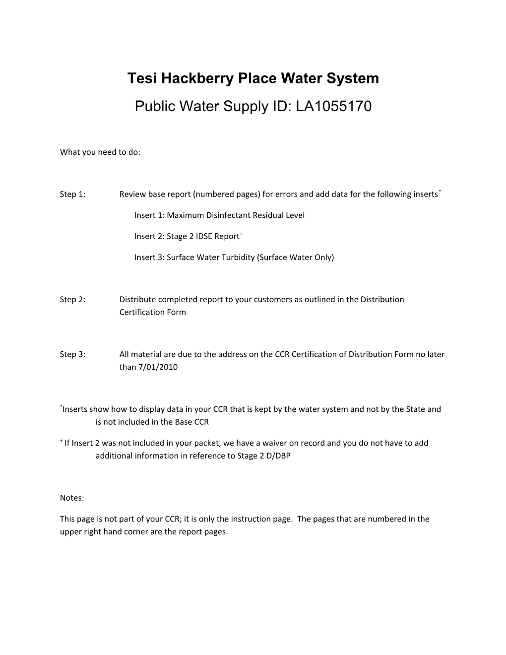 Tesi Hackberry Place Water System