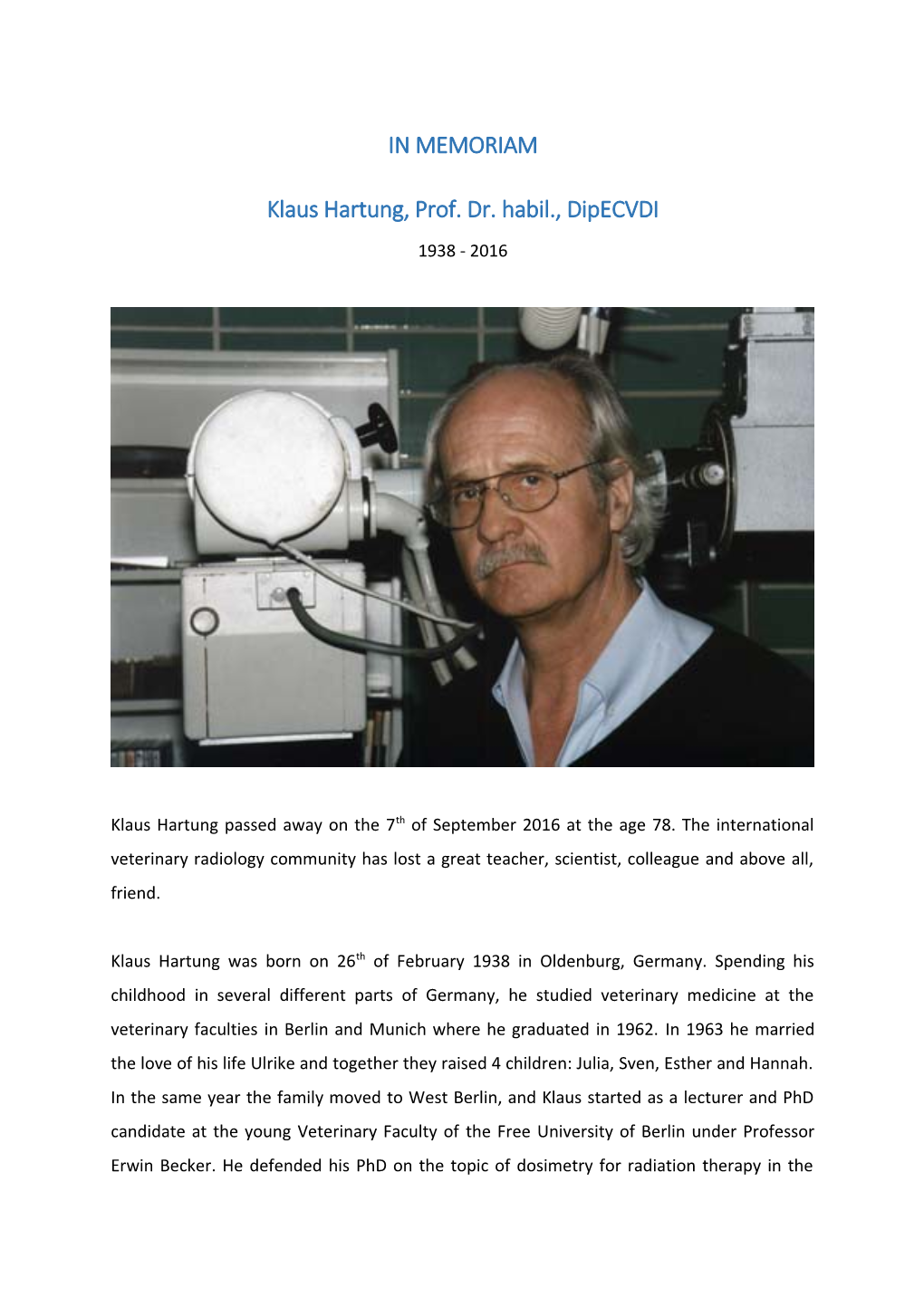 Klaus Hartung, Prof. Dr. Habil., Dipecvdi